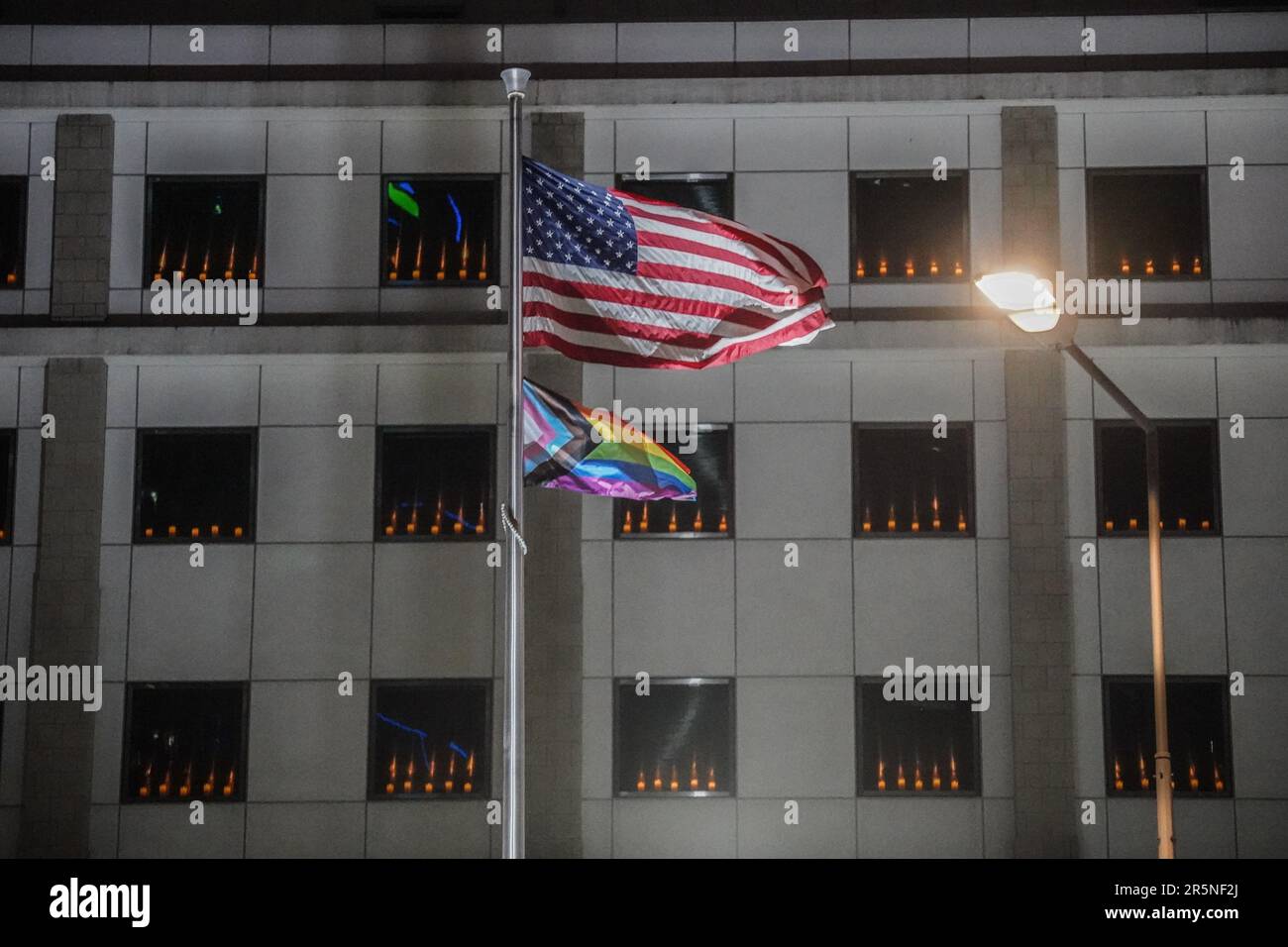 Hong Kong, China. 6th Apr, 2023. Candles are displayed at the U.S