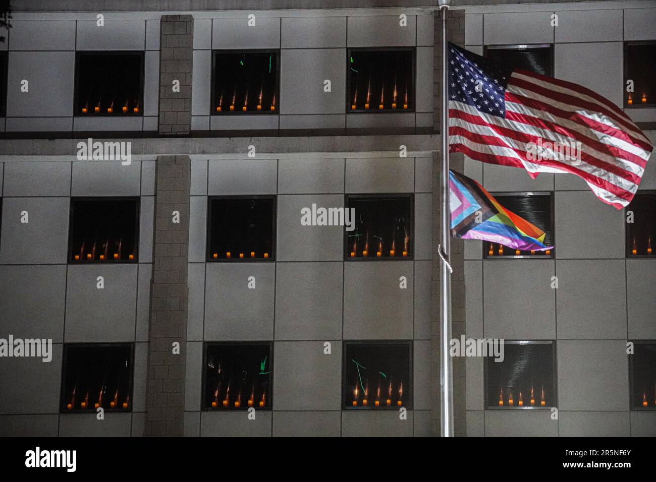 Hong Kong, China. 6th Apr, 2023. Candles are displayed at the U.S