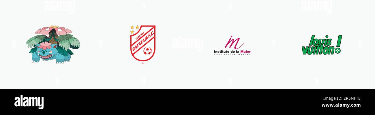 louis vuitton logo, Mega Venusaur + Shiny logo, Batatais FC logo, nstituto  de la Mujer de Castilla-La Mancha Logo, Editorial vector logo on white pape  Stock Vector Image & Art - Alamy