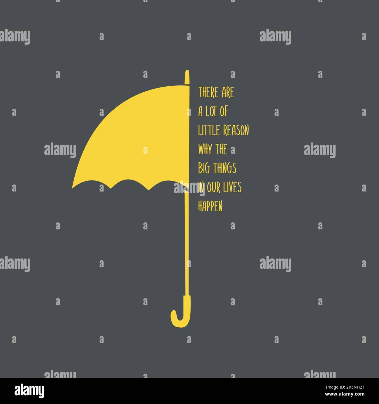 Yellow half umbrella vector illustration with text space for social media post Stock Vector