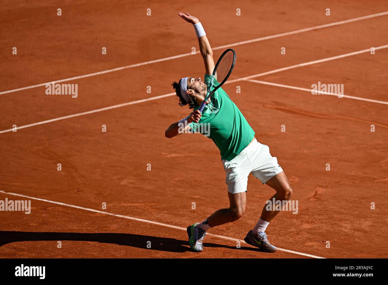 Lorenzo Musetti of Italy during the French Open, Grand Slam tennis tournament on June 4, 2023 at Roland Garros stadium in Paris, France. Stock Photo