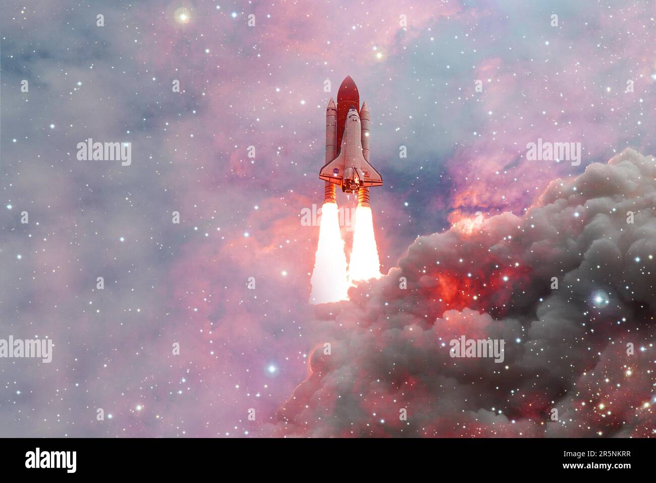 Space Shuttle Atlantis. Cosmos art. Elements of this image furnished by NASA Stock Photo
