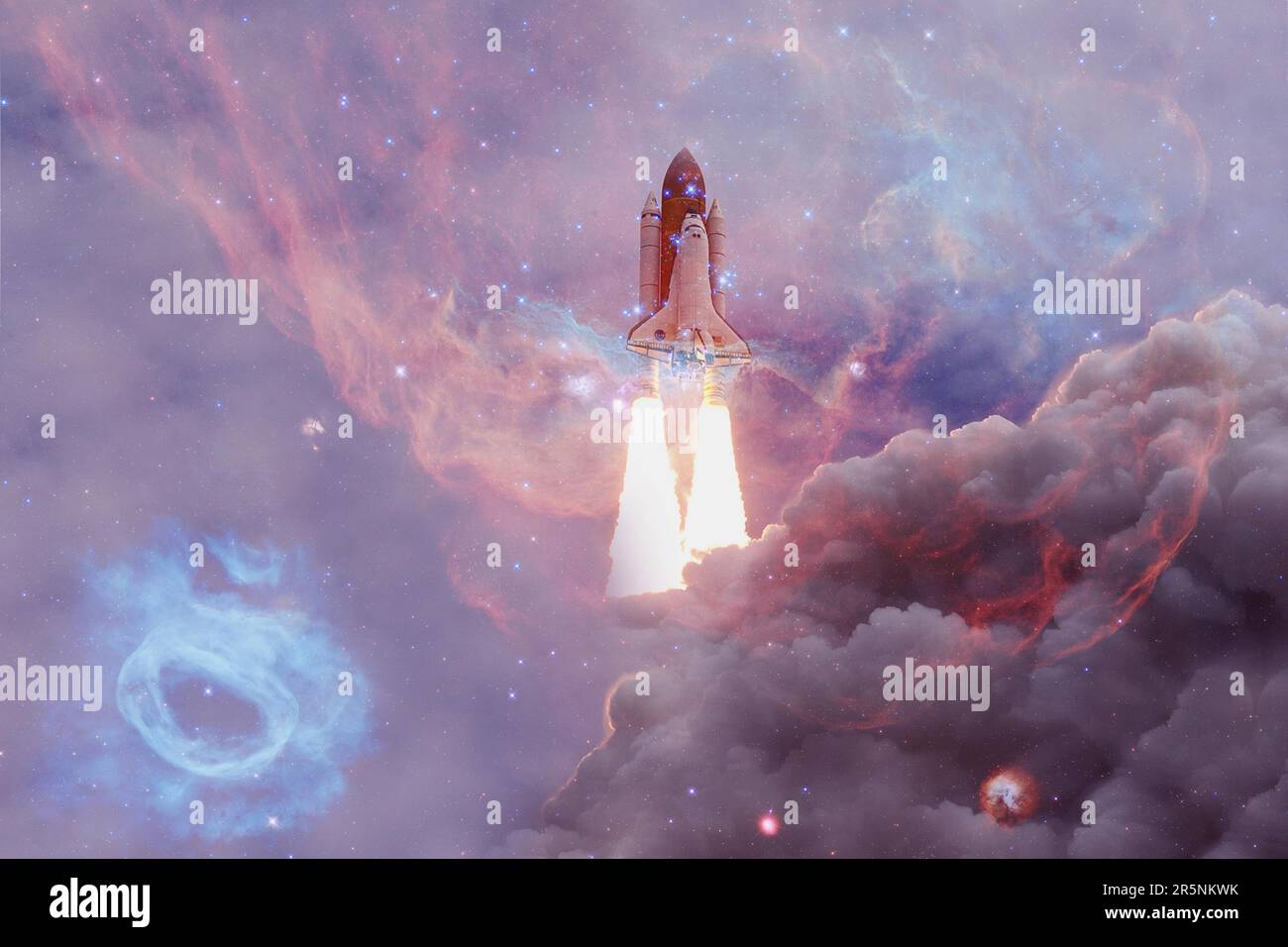 Space Shuttle Atlantis. Cosmos art. Elements of this image furnished by NASA Stock Photo
