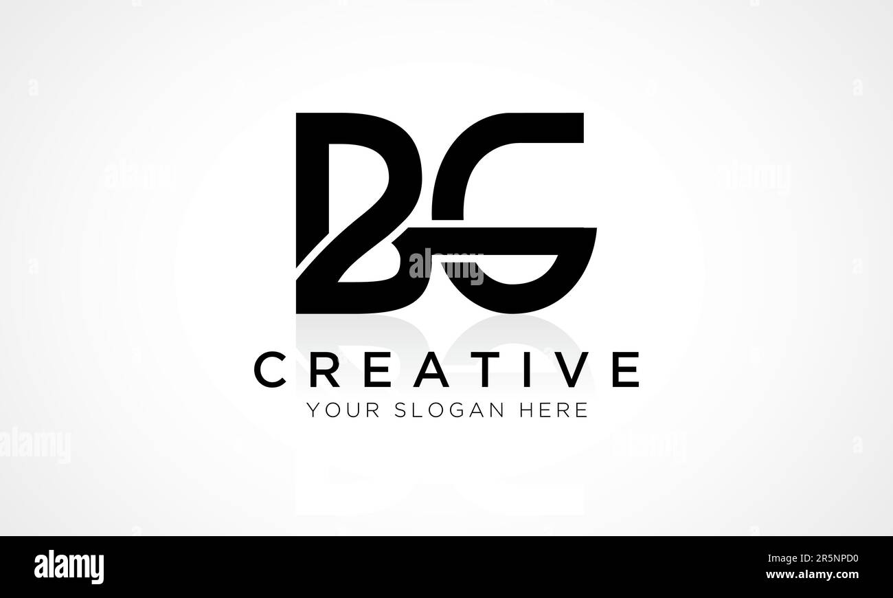 BG Letter Logo Design Vector Template. Alphabet Initial Letter BG Logo Design With Glossy Reflection Business Illustration. Stock Vector
