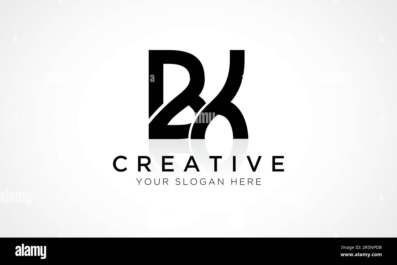 BK Letter Logo Design Vector Template. Alphabet Initial Letter BK Logo Design With Glossy Reflection Business Illustration. Stock Vector