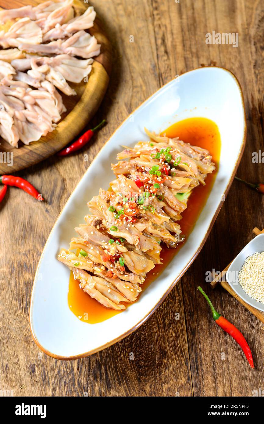 duck feet in Thai Sauce .Delicious and unique Chinese food Stock Photo
