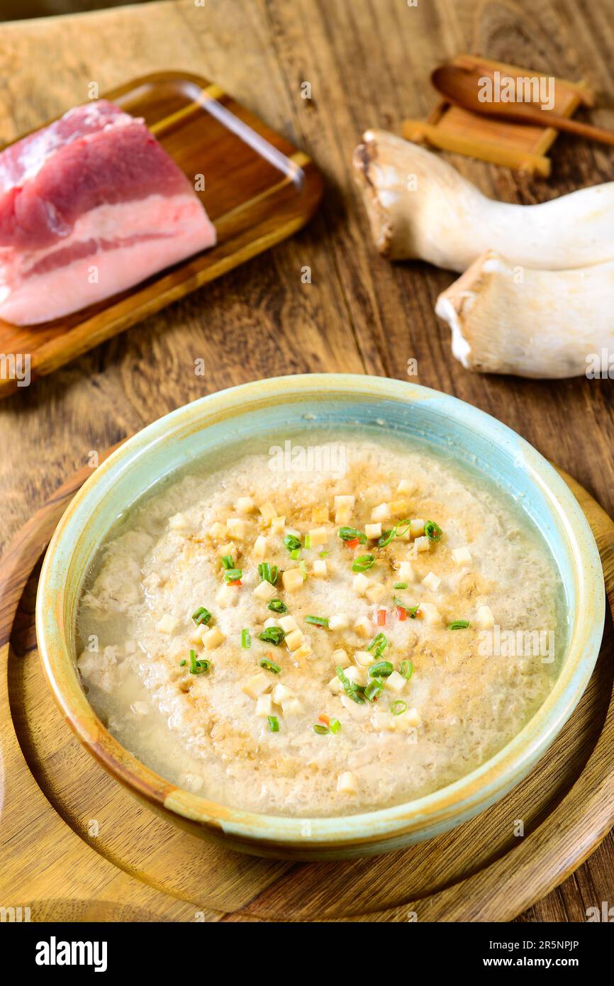 Chinese food, steamed eggs with Minced Pork Stock Photo