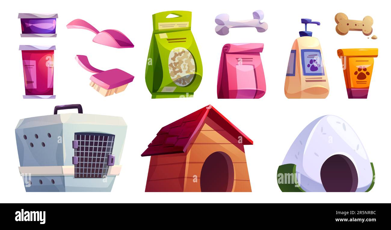 Pet shop interior isolated vector cartoon clipart. Animal toy and food