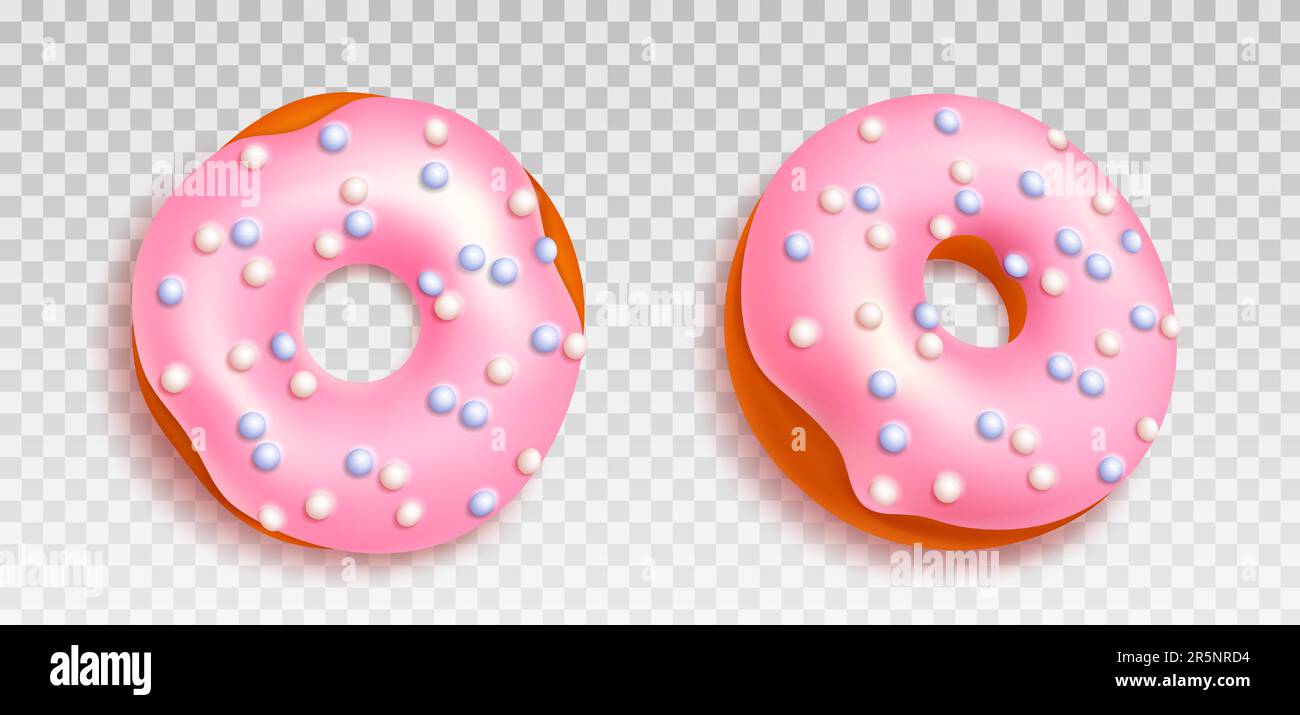 3d realistic pink donut isolated vector sweet icon illustration ...