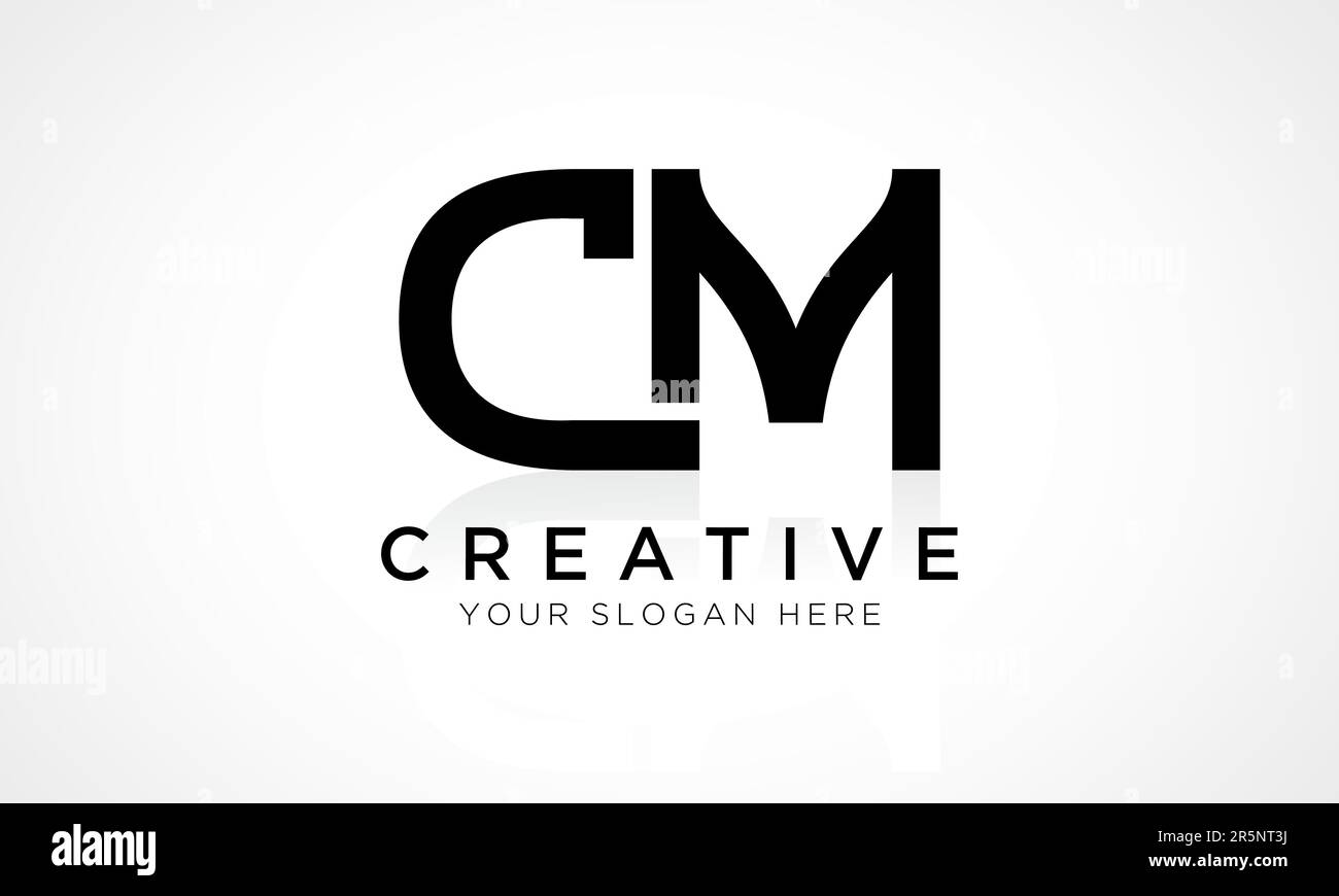CM Letter Logo Design Vector Template. Alphabet Initial Letter CM Logo Design With Glossy Reflection Business Illustration. Stock Vector