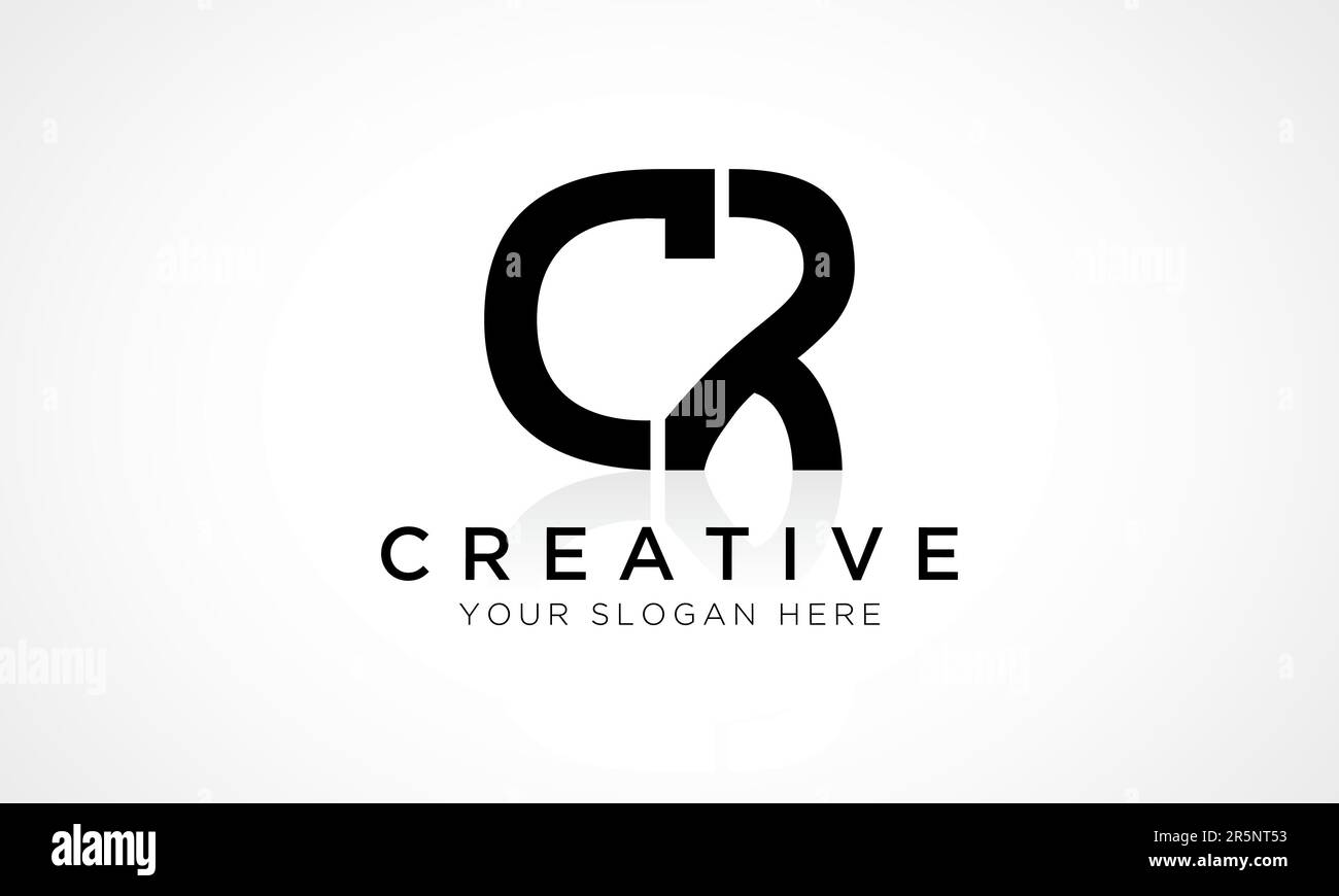 CR Letter Logo Design Vector Template. Alphabet Initial Letter CR Logo Design With Glossy Reflection Business Illustration. Stock Vector