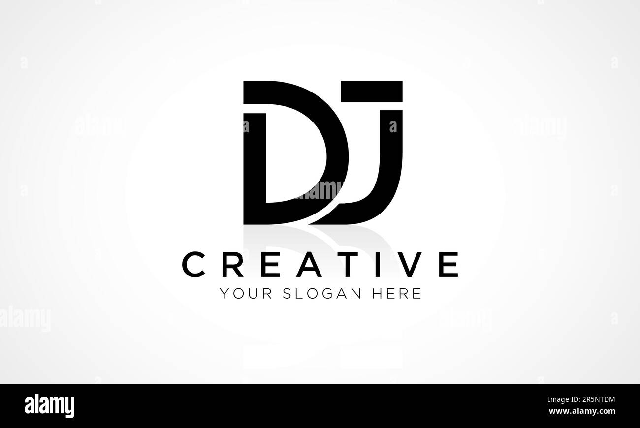 DJ Letter Logo Design Vector Template. Alphabet Initial Letter DJ Logo Design With Glossy Reflection Business Illustration. Stock Vector