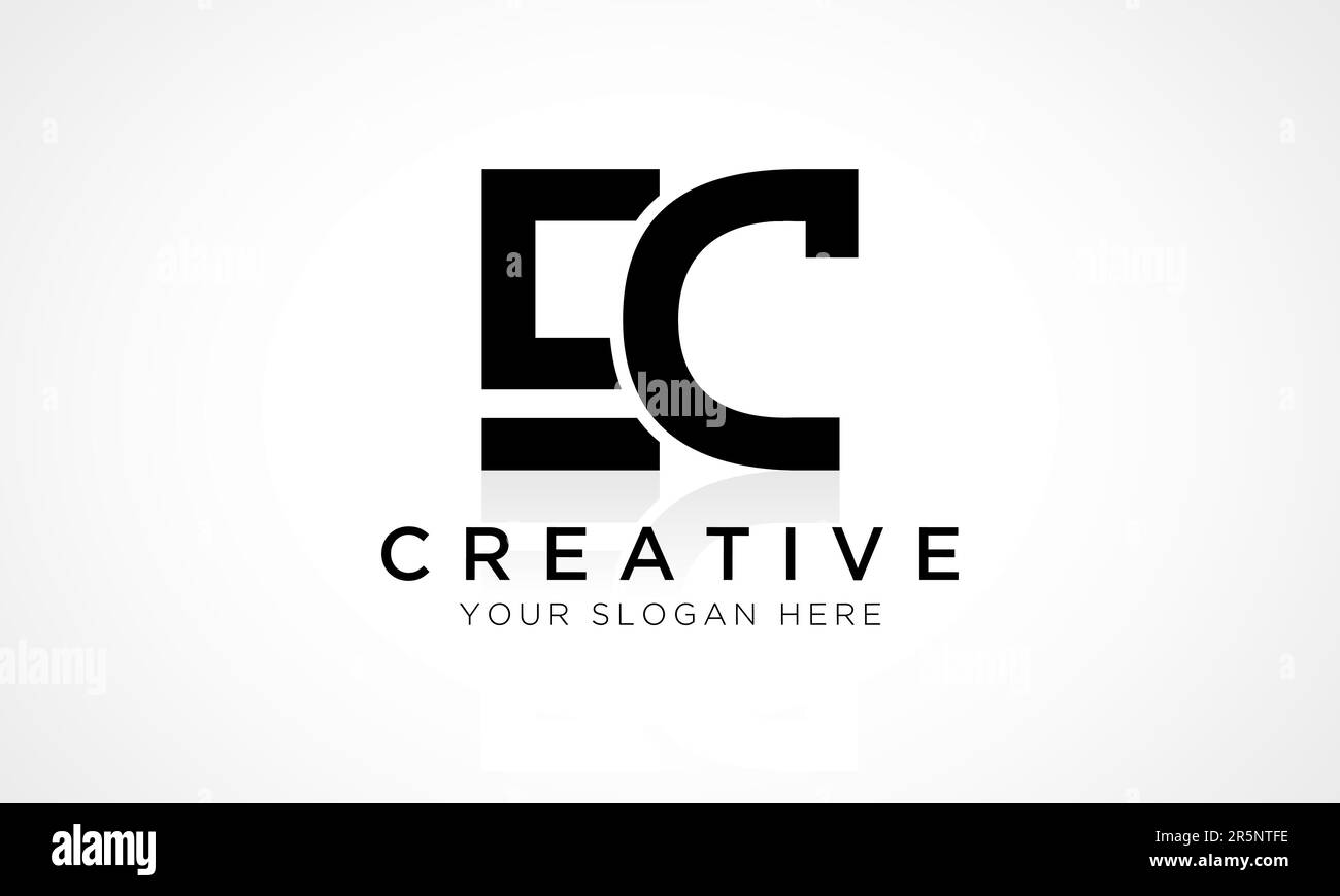 EC Letter Logo Design Vector Template. Alphabet Initial Letter EC Logo Design With Glossy Reflection Business Illustration. Stock Vector