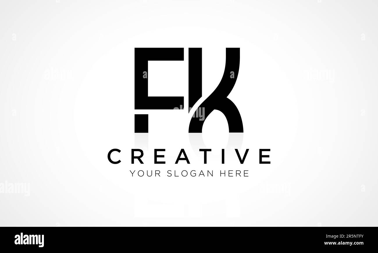FK Letter Logo Design Vector Template. Alphabet Initial Letter FK Logo Design With Glossy Reflection Business Illustration. Stock Vector