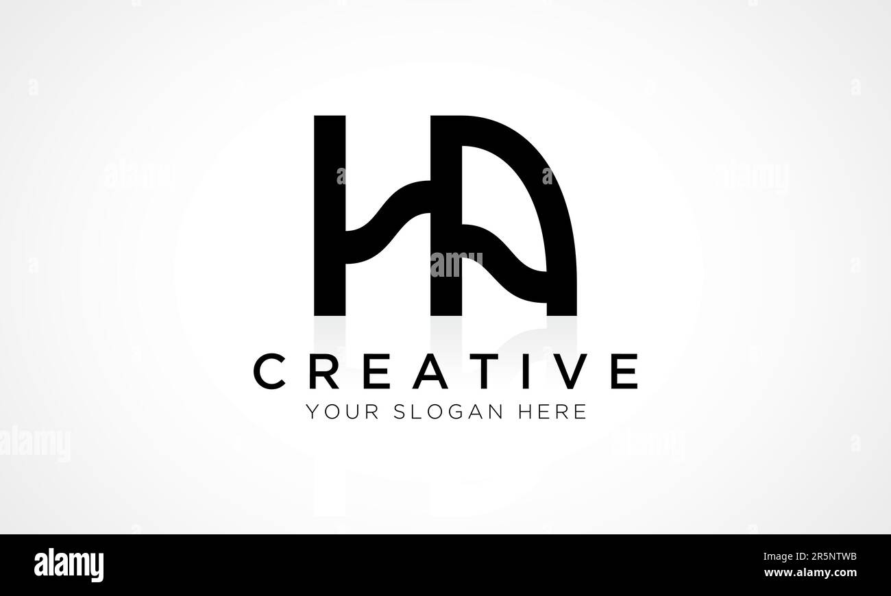 HA Letter Logo Design Vector Template. Alphabet Initial Letter HA Logo Design With Glossy Reflection Business Illustration. Stock Vector
