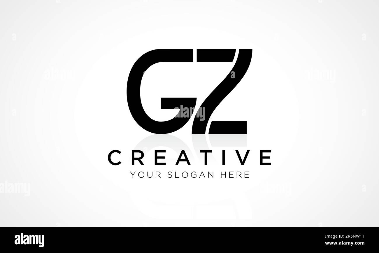 GZ Letter Logo Design Vector Template. Alphabet Initial Letter GZ Logo Design With Glossy Reflection Business Illustration. Stock Vector