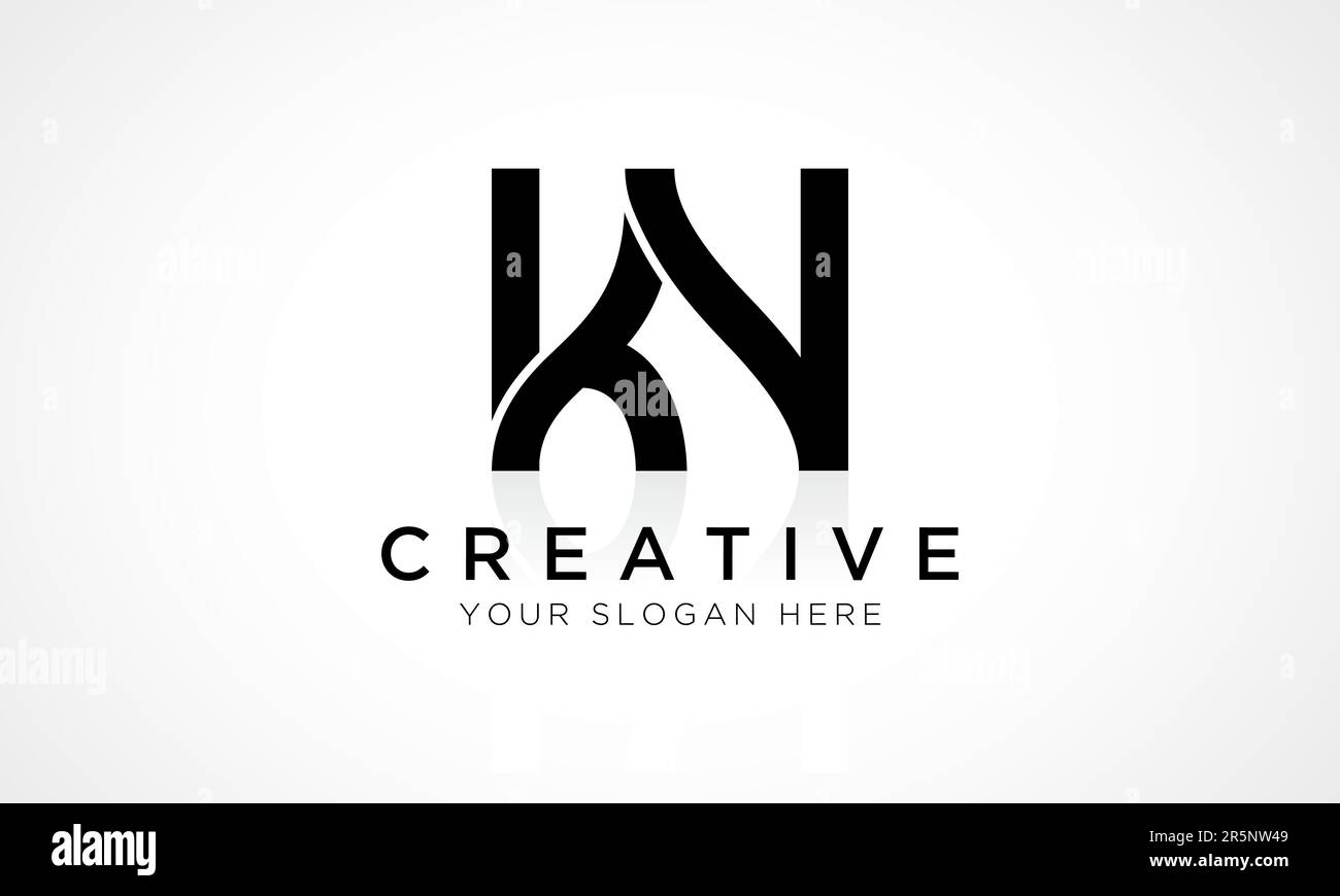 KN Letter Logo Design Vector Template. Alphabet Initial Letter KN Logo Design With Glossy Reflection Business Illustration. Stock Vector