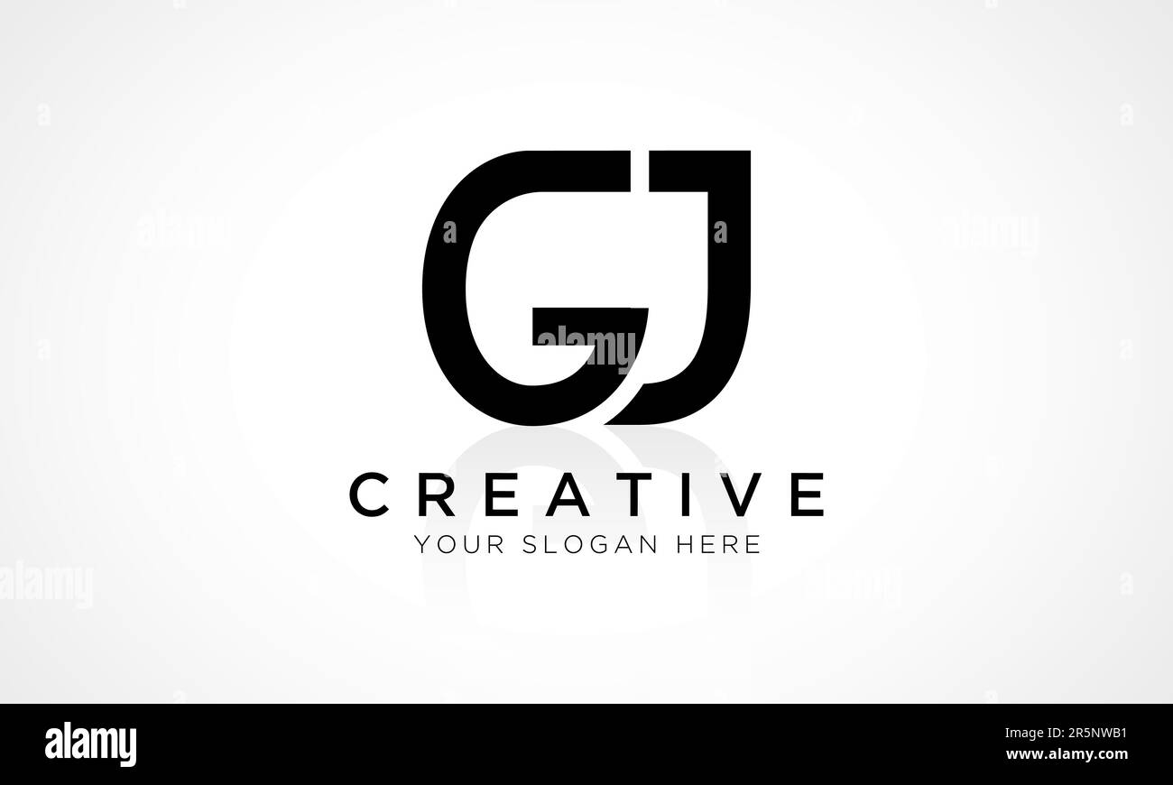 Alphabet Letter Gj Logo Design With Glossy Reflection Vector Icon
