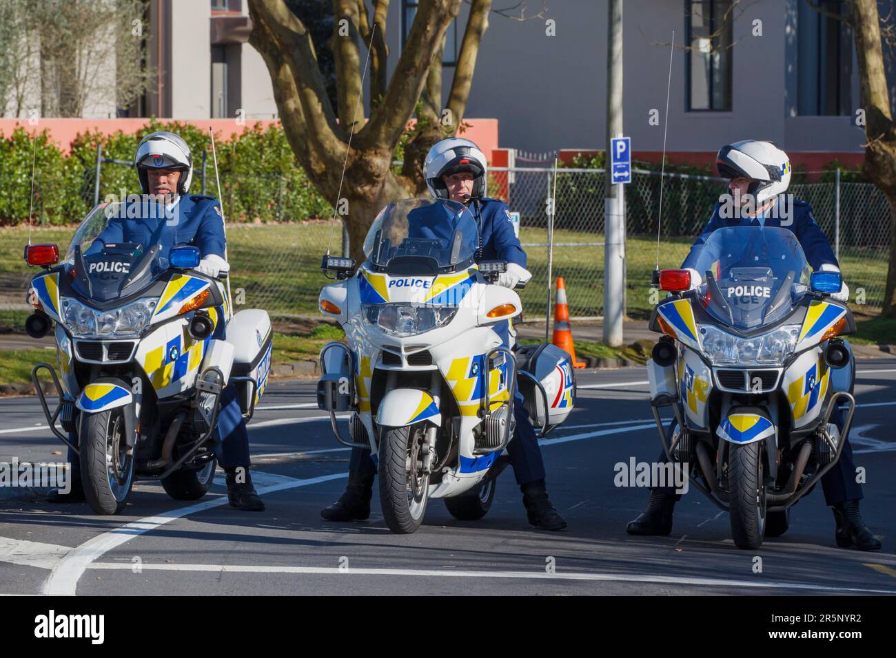 New Zealand Police Motorcyclists. Stock Photo