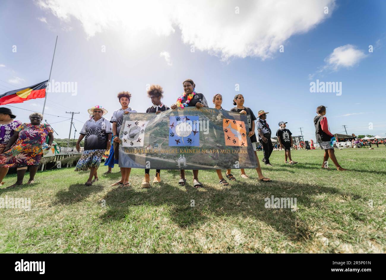 Thursday Island, Australia. 02nd June, 2023. People march to celebrate