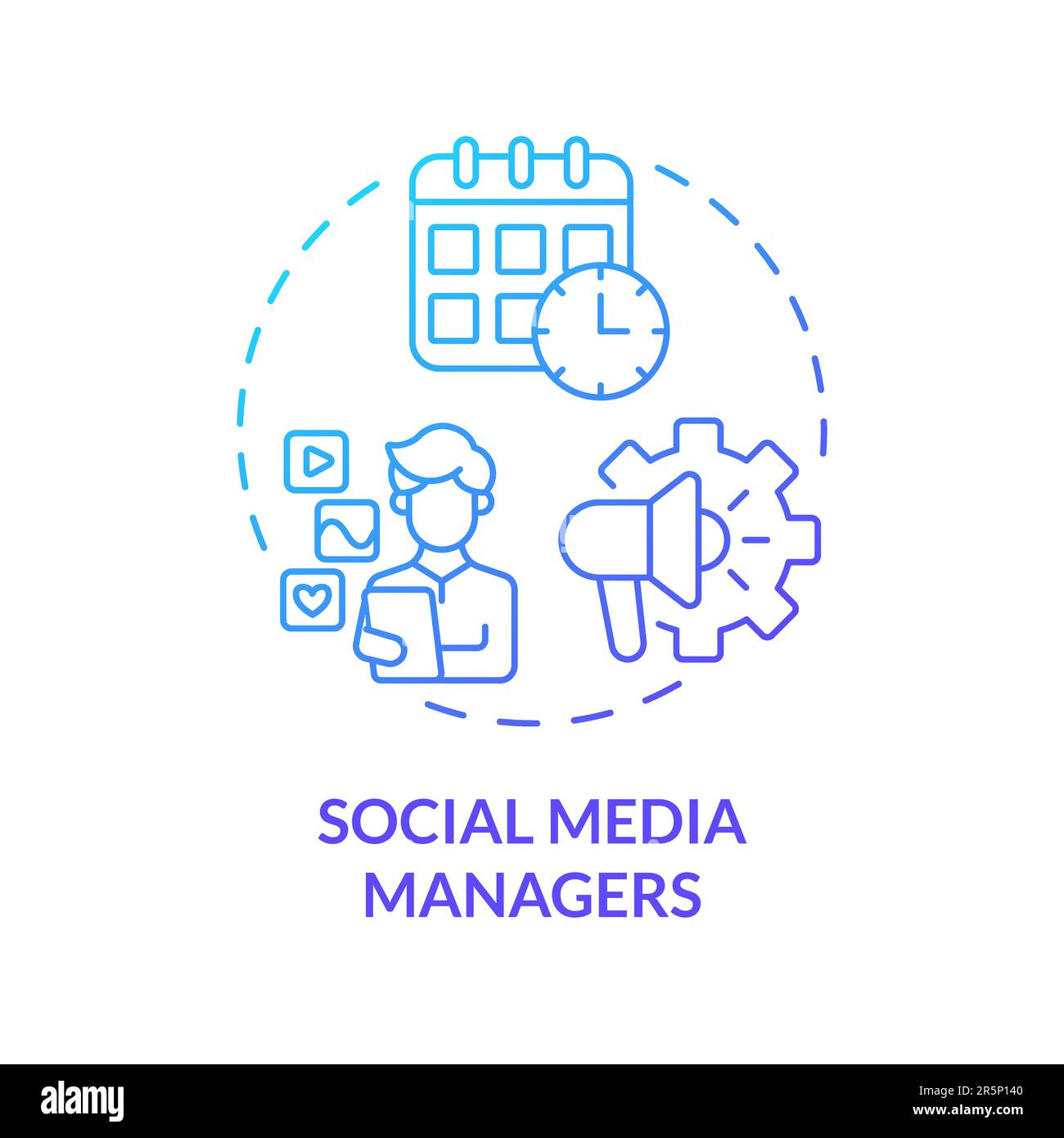 Social media managers blue gradient concept icon Stock Vector