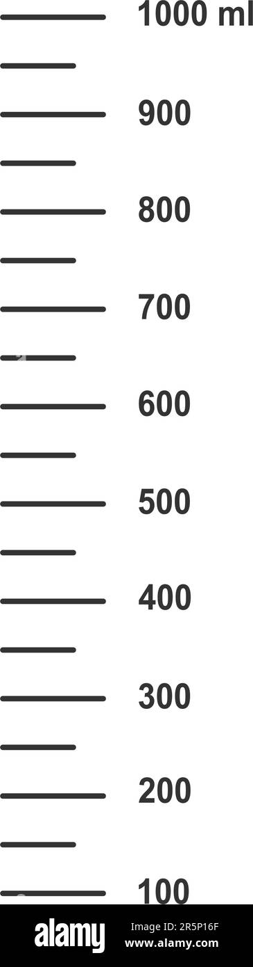 Scale with 1 liter or 1000 ml liquid volume for cooking measuring cups or  chemistry flasks isolated on white background. Vector graphic illustration  Stock Vector Image & Art - Alamy