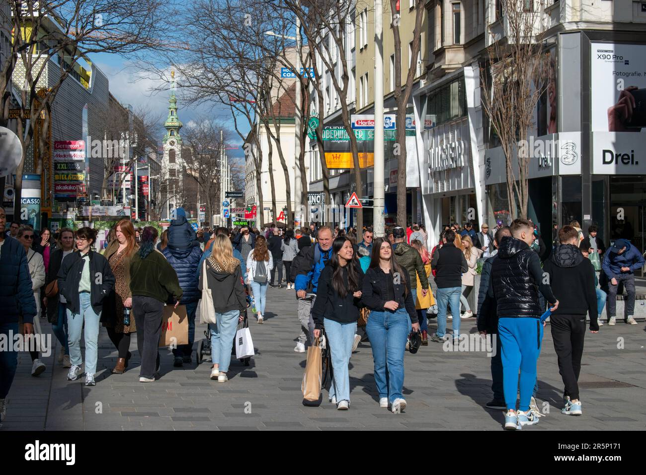 vienna, austria. april 1, 2023 vibrant scenes outdoor life on mariahilferstraße, vienna Stock Photo