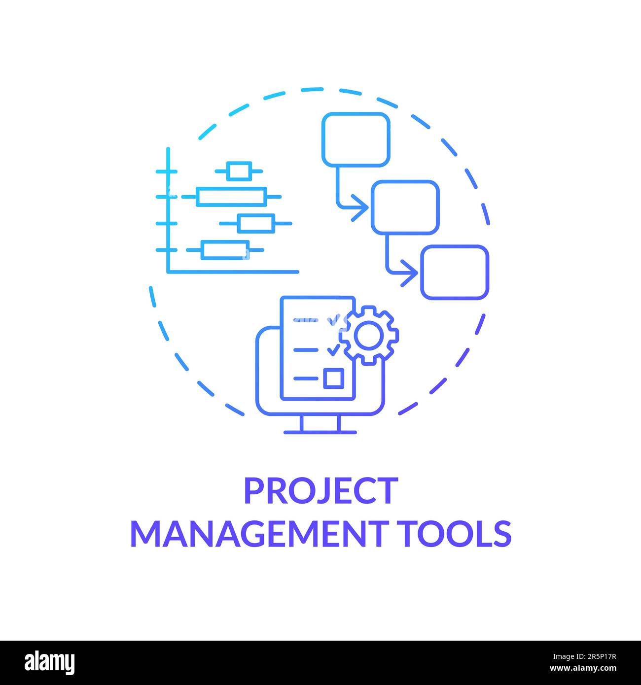 Project management tools blue gradient concept icon Stock Vector