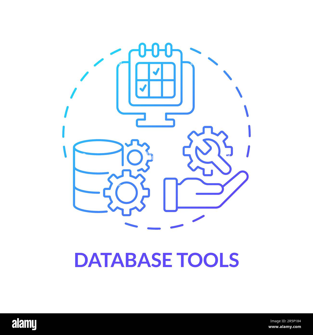 Database tools blue gradient concept icon Stock Vector