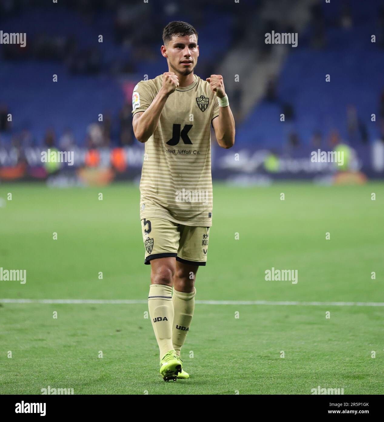 Sabadell, Barcelona, Spain. 4th June, 2023. Barcelona Spain 04.06.2023 Lucas Robertone (Almeria) gestures during the La Liga Santander between Espanyol and Almeria at RCDE Stadium on 04 June 2023 in Barcelona. (Credit Image: © Xavi Urgeles/ZUMA Press Wire) EDITORIAL USAGE ONLY! Not for Commercial USAGE! Stock Photo