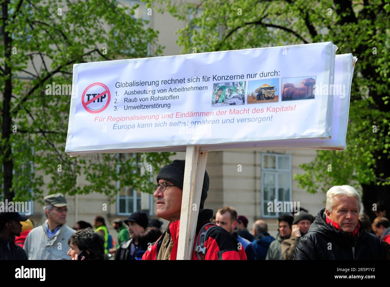 Vienna, Austria. April 18, 2015. Demonstration against TTIP (Transatlantic Trade and Investment Partnership)  in Vienna Stock Photo