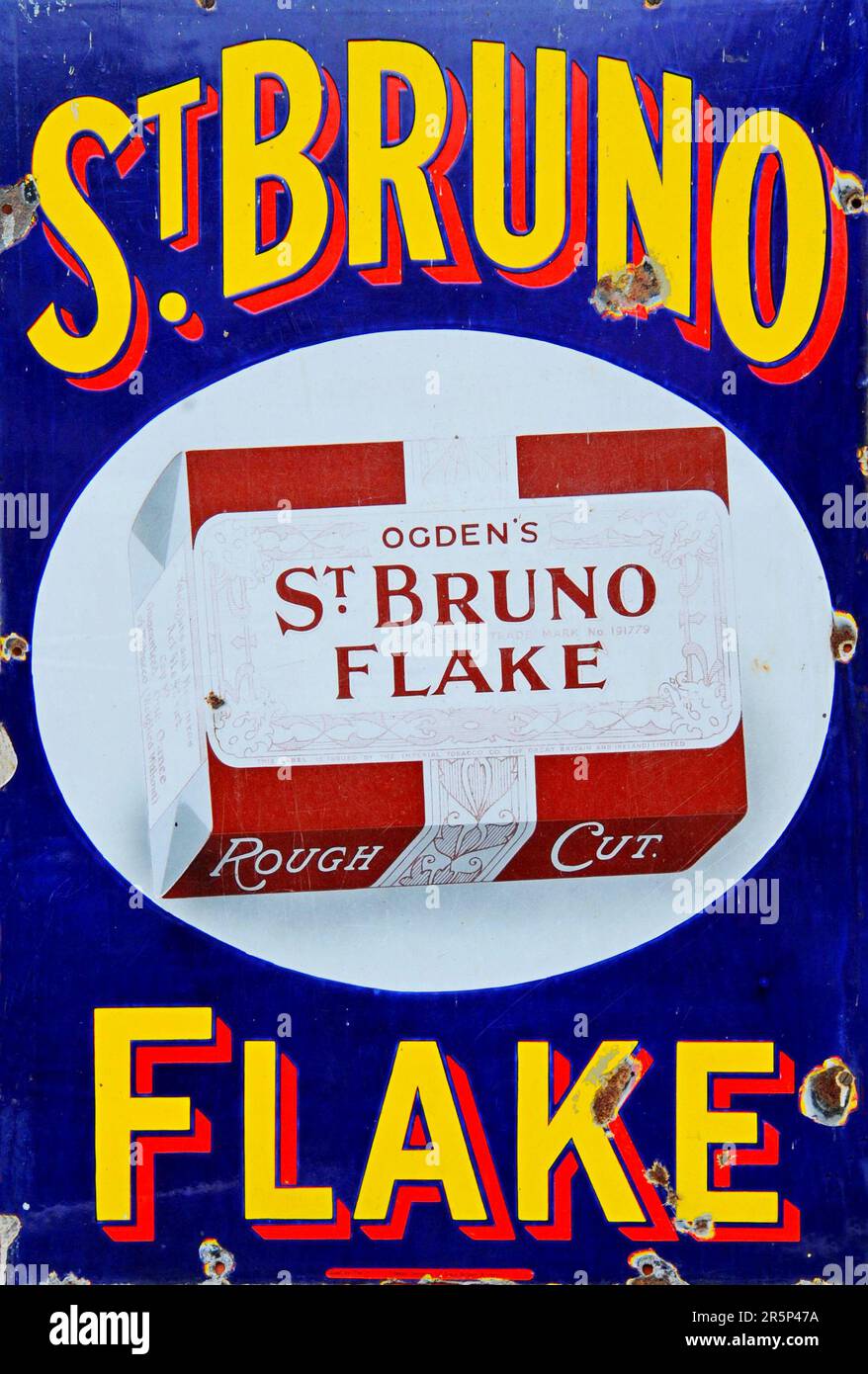 A vintage St Bruno Flake enamel tobacco advertising sign Stock Photo