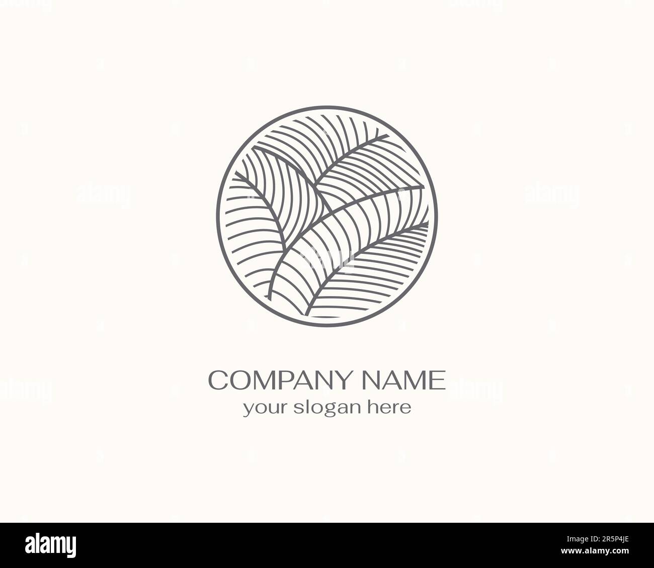 Leaves logo. floral logo. Tropical leaves in a circle. Logo in a trendy