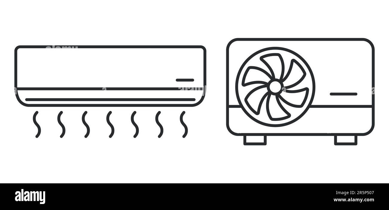 Air condition split system set. Air conditioner icons. Vector