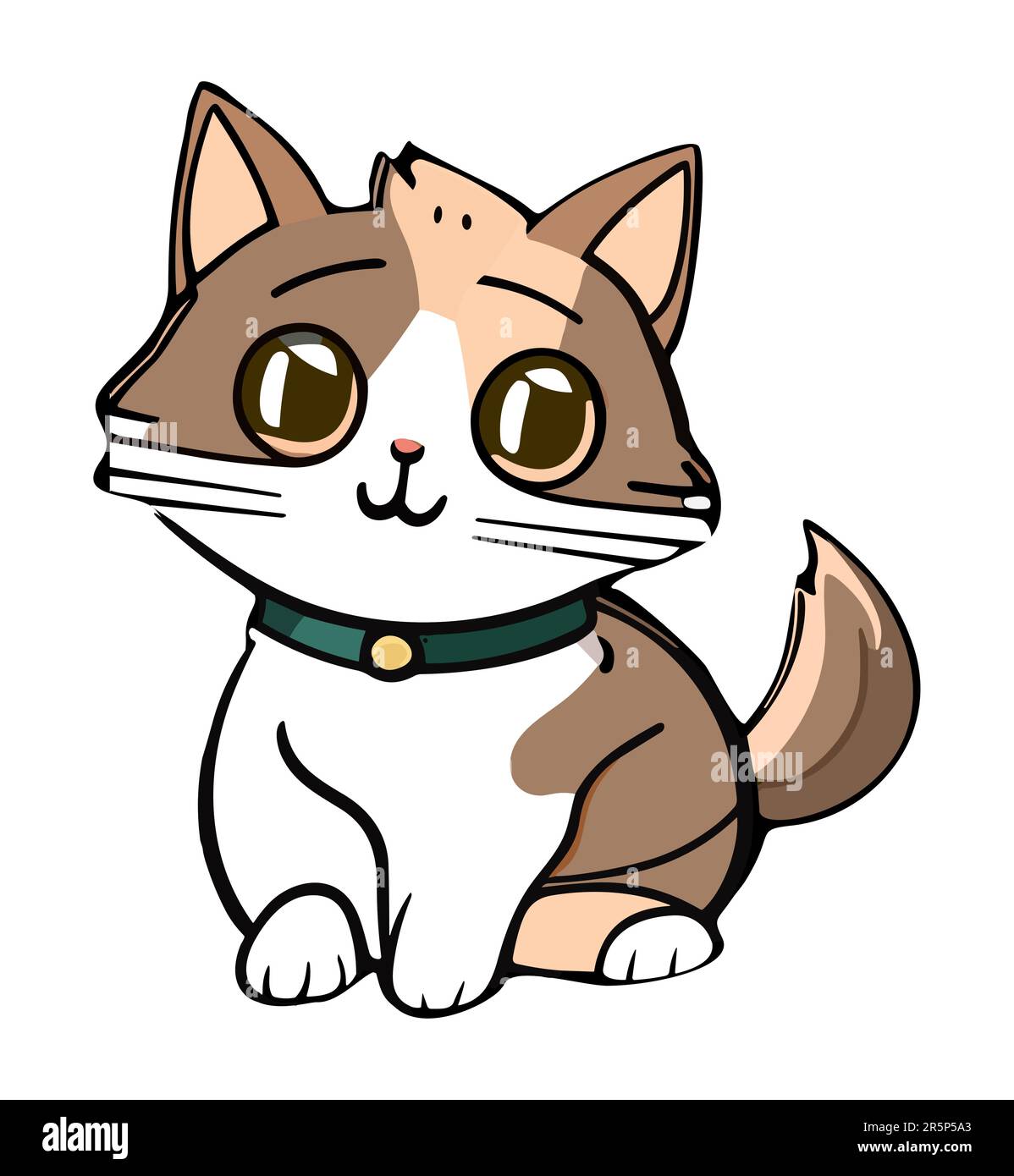 Cute cat doodle vector illustration on white Stock Vector Image & Art ...