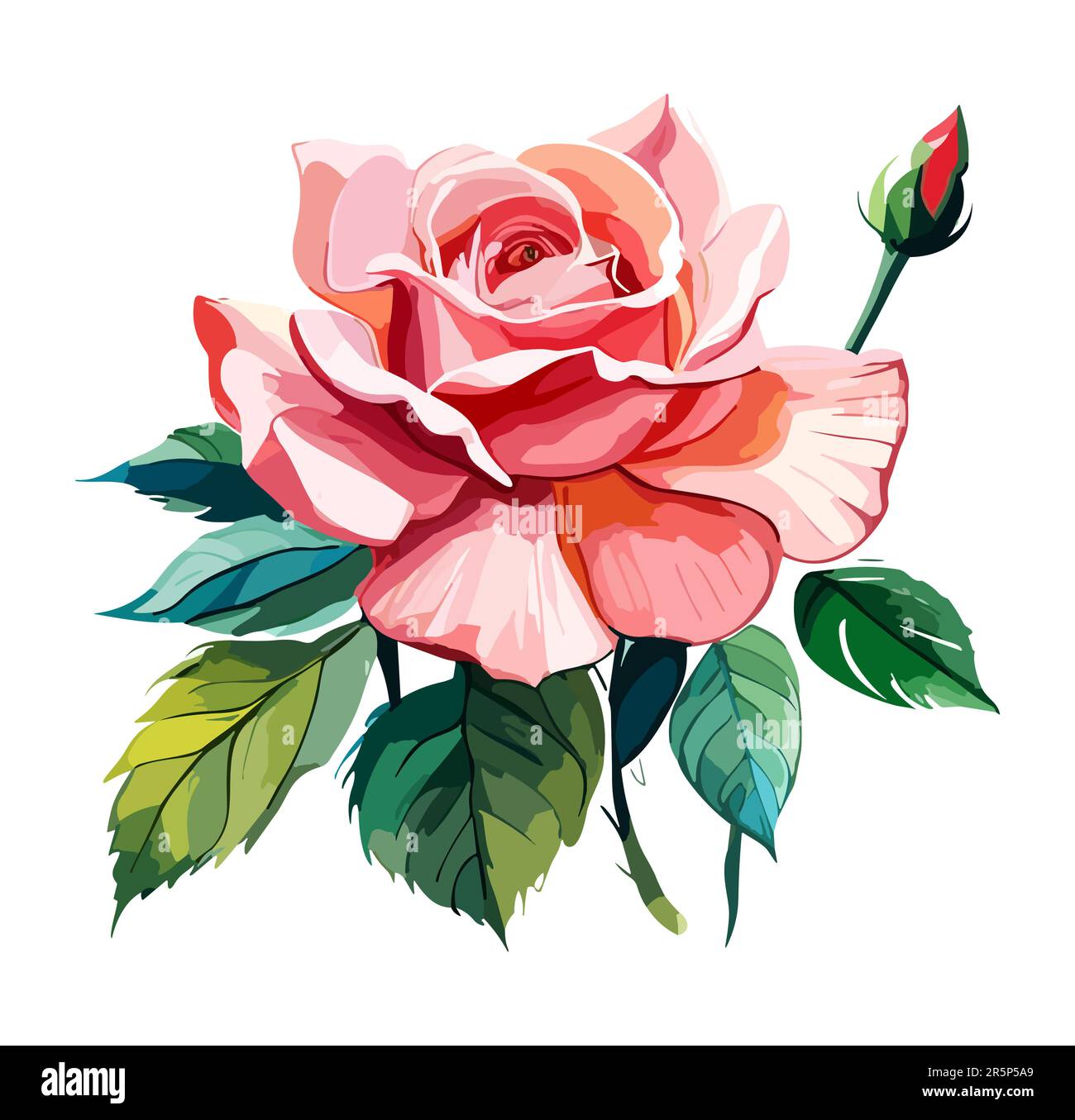 Gorgeous pink rose Stock Vector Images - Alamy