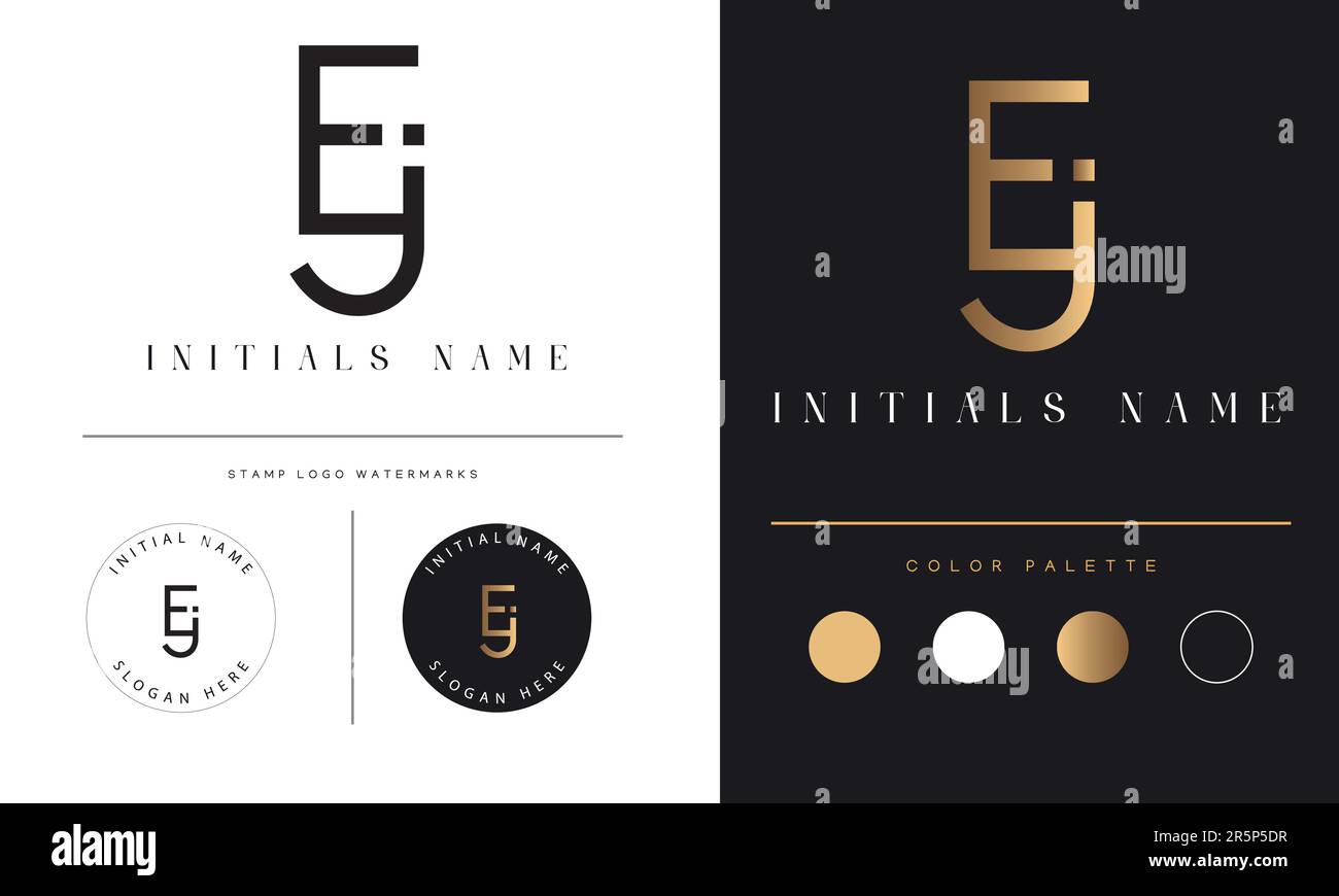 Luxury EJ or JE Initial Monogram Text Letter Logo Design Stock Vector ...