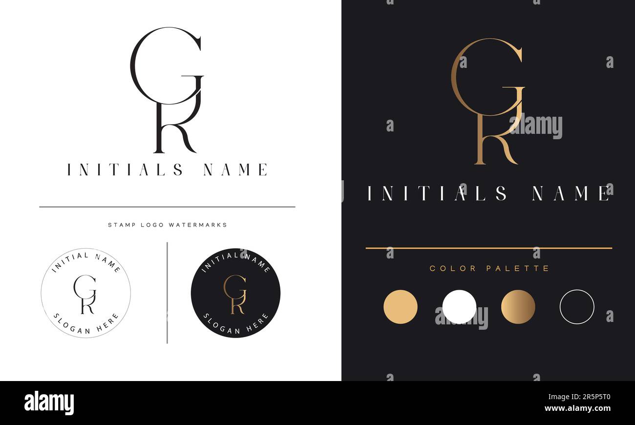 Luxury GK or KG Initial Monogram Text Letter Logo Design Stock Vector ...