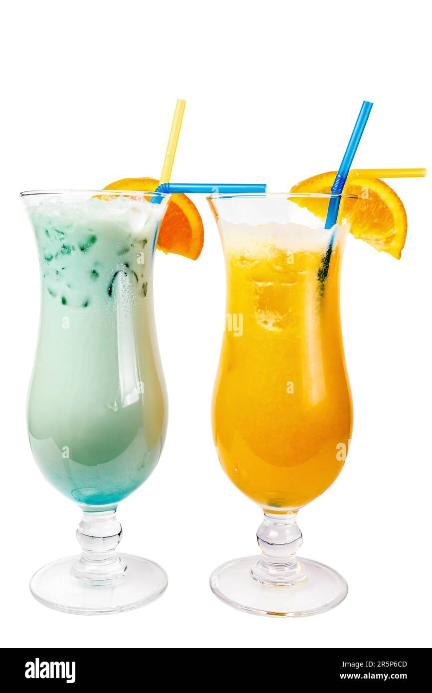 A refreshing cocktail made with fresh citrus fruit, served in a drinking glass for the perfect cold temperature refreshment. Stock Photo