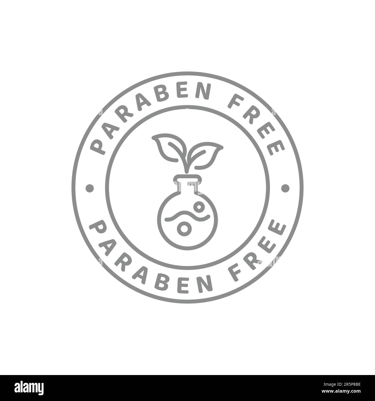 Paraben free cosmetics vector line label. No parabens cosmetic cream or lotion outline badge. Stock Vector