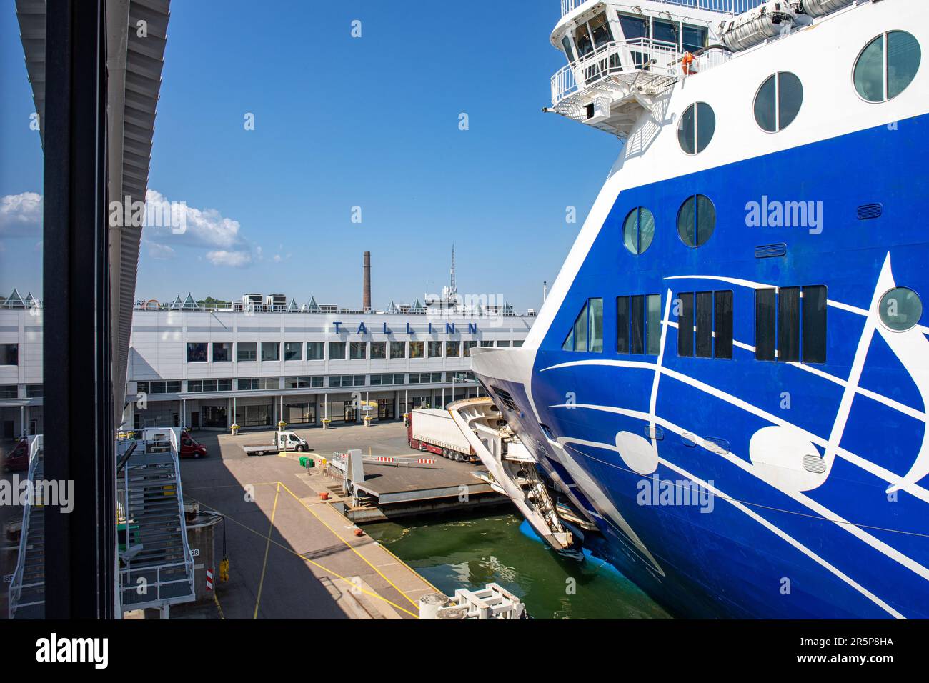 Moored cruise ferry M/S Finlandia of Eckerö Line shipping company at Terminal A, Port of Tallinn, Estonia Stock Photo