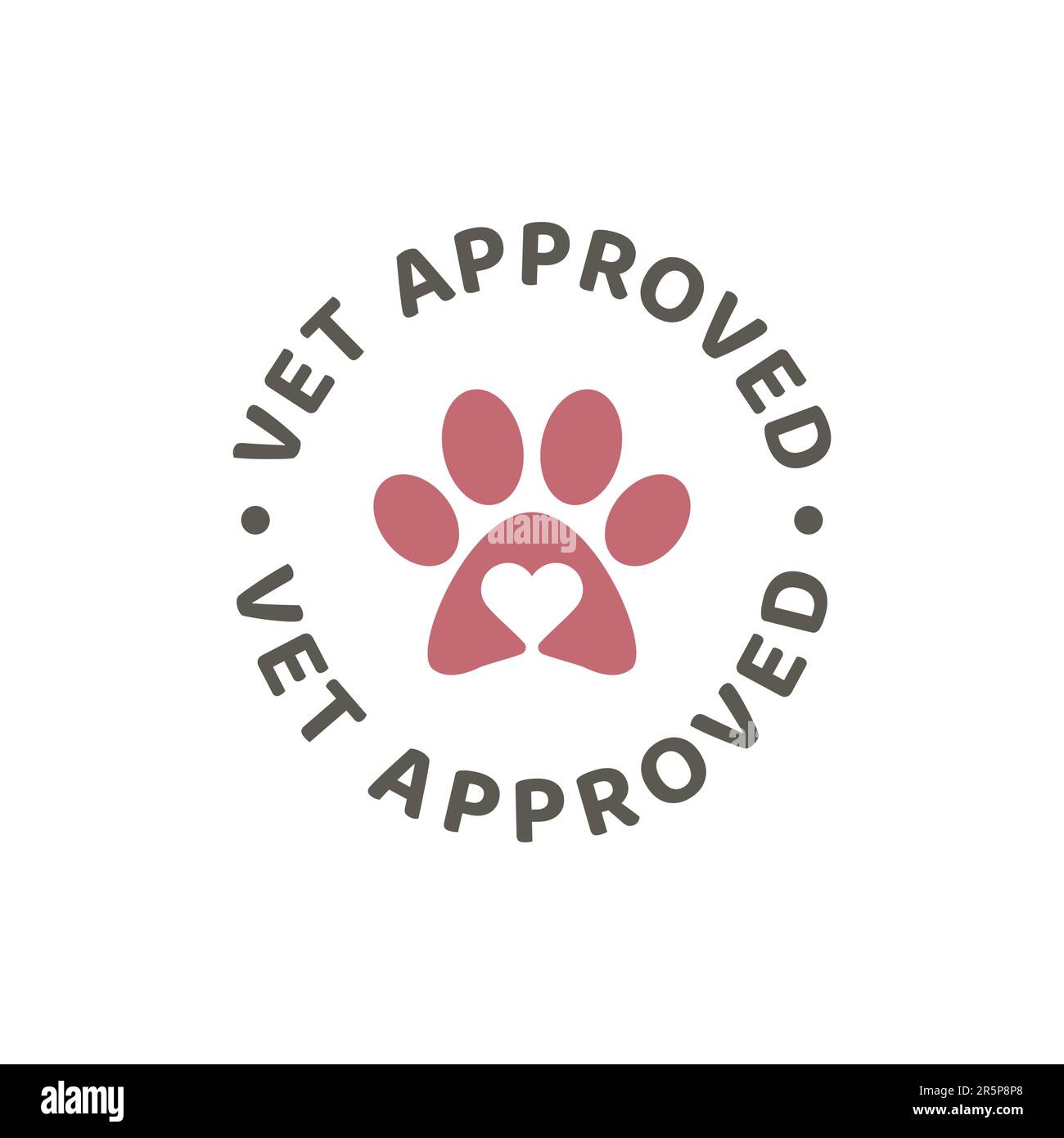 Vet approved vector sticker stamp. Veterinarian ok with heart and dog