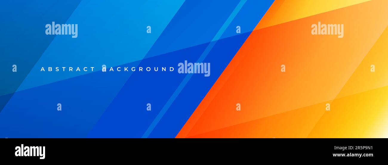 Blue and orange abstract wide vector banner with geometric shapes. Blue ...