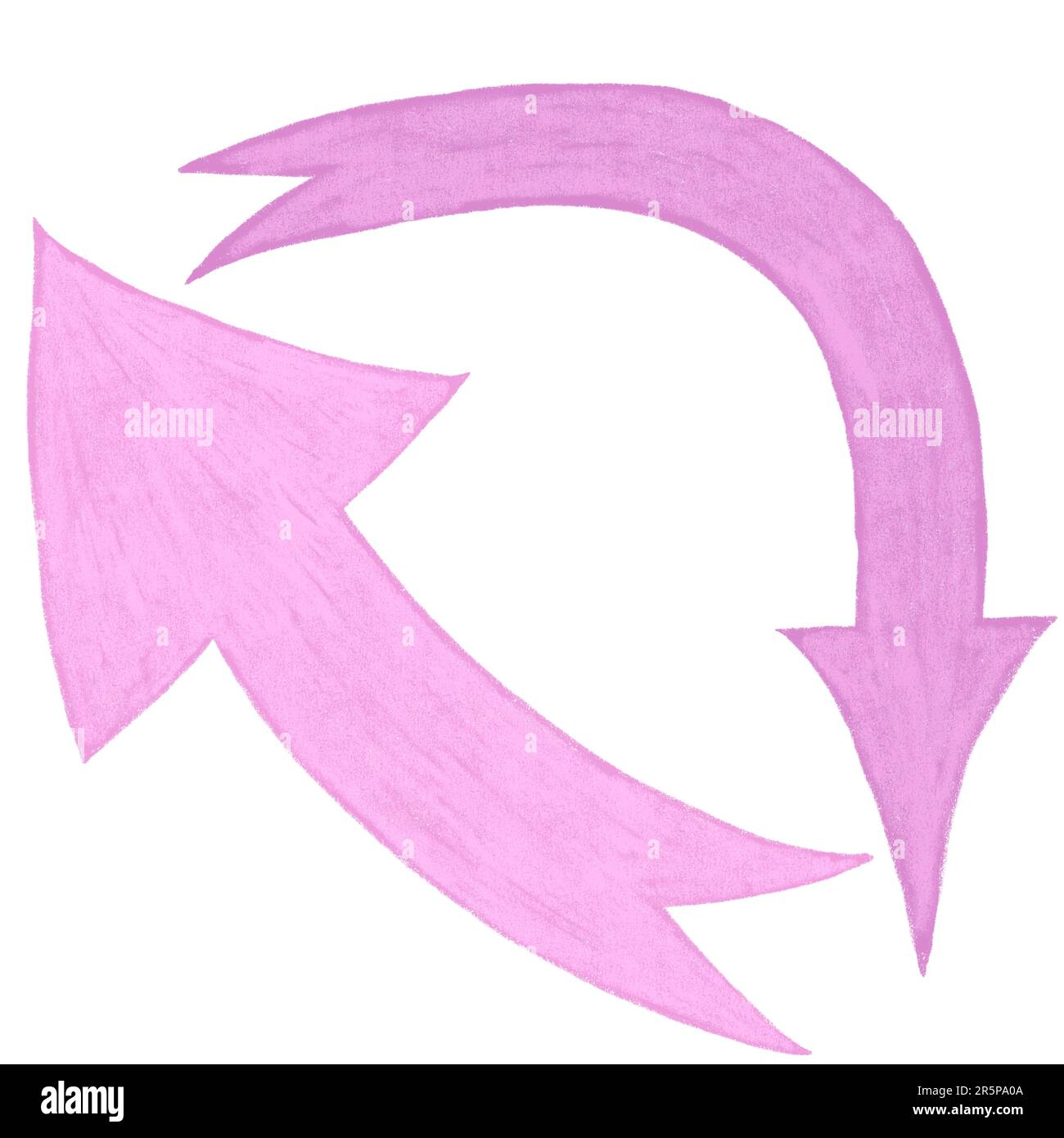 Pink Ribbon knot handdrawn raster illustration. Realistic purple