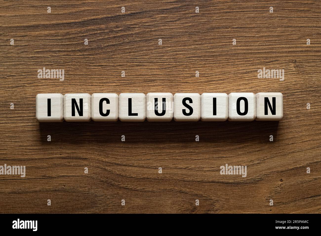 Inclusion word concept on building blocks, text Stock Photo Alamy