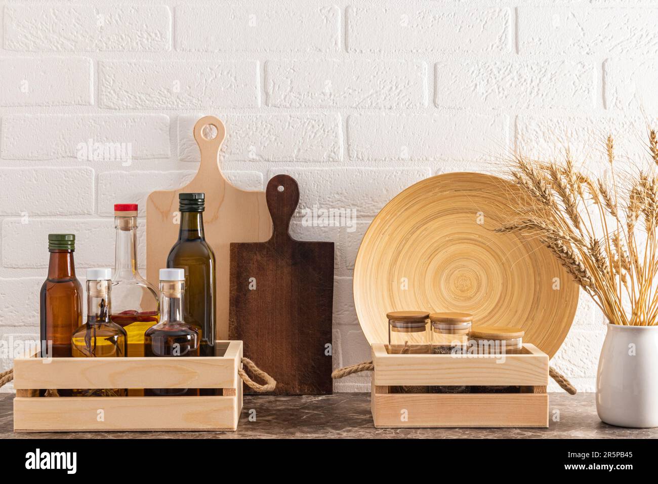 A modern food storage area in the kitchen made of environmentally