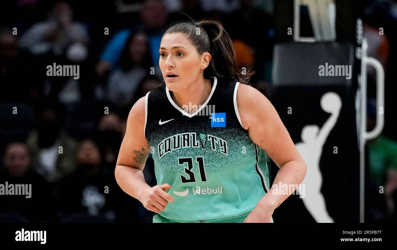 New York Liberty center Stefanie Dolson (31) looks on against the