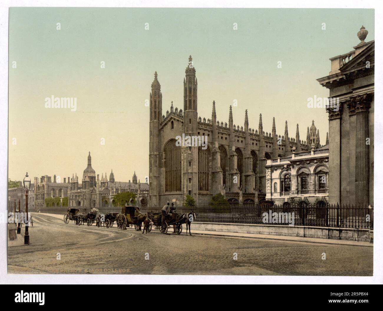 Photochrom prints, Color, 1900, 1890, King's College, Cambridge, England Stock Photo