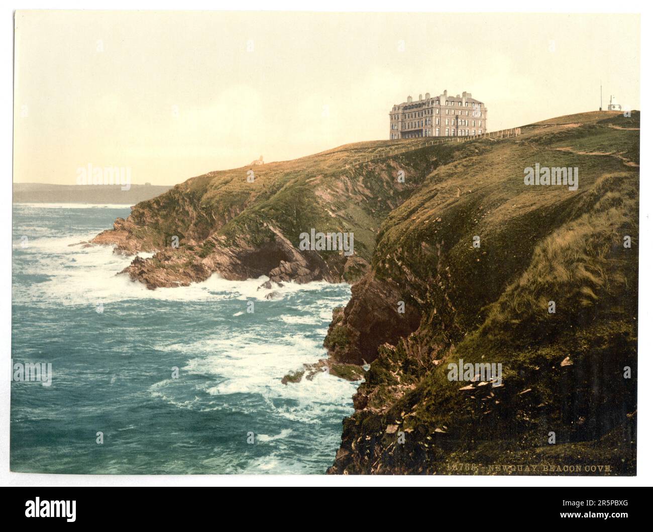 Photochrom prints, Color, 1900, 1890, Newquay, Beacon Cove, Cornwall, England Stock Photo