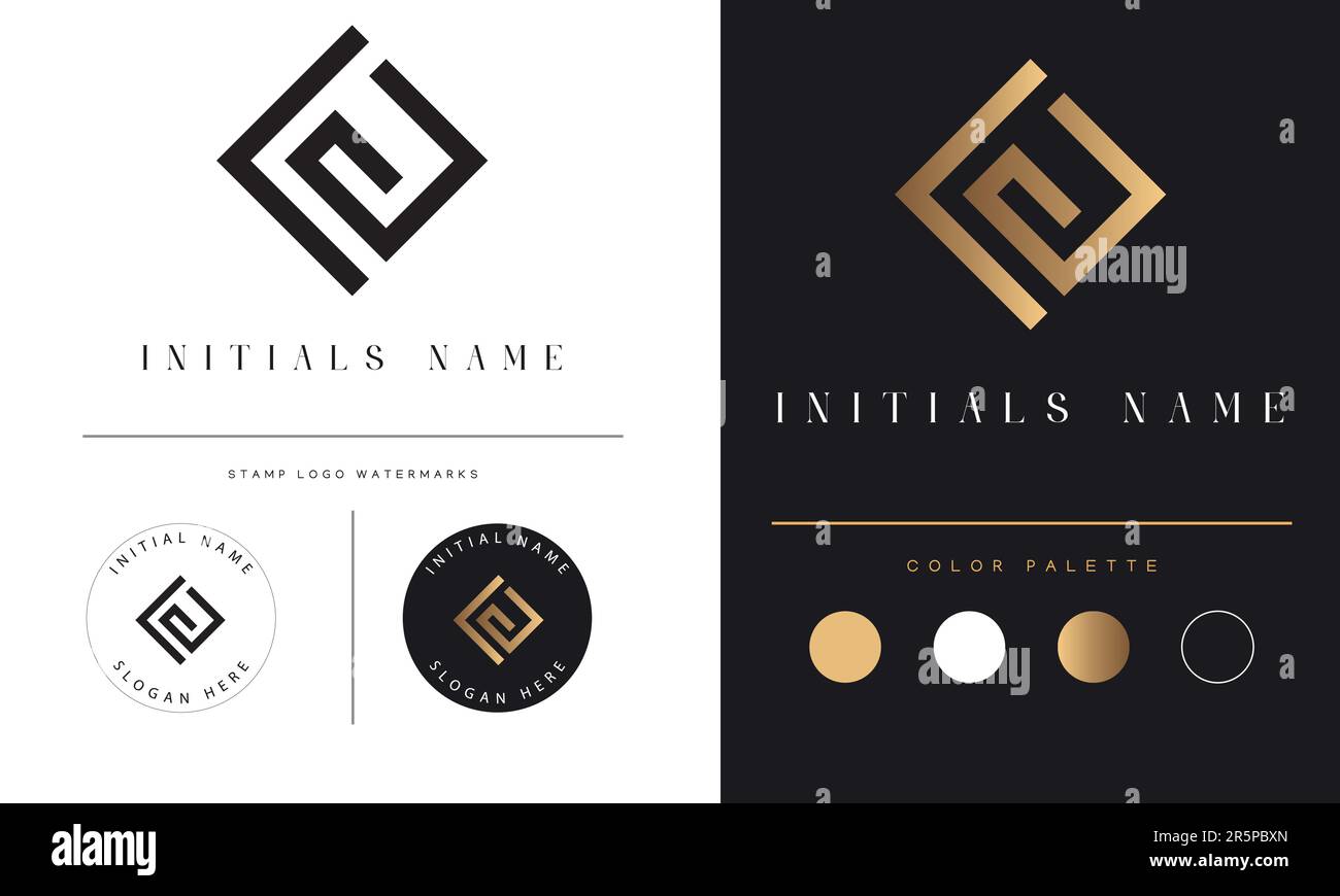 Luxury LG or GL Initial Monogram Text Letter Logo Design Stock Vector